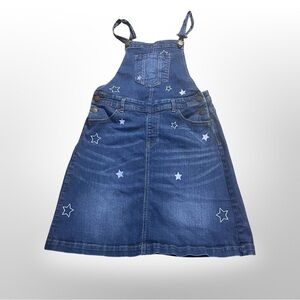 Vintage Girls Bib Overall Dress Girls XL 18 embroidered Stars Denim